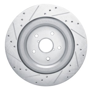 Subaru ASCENT Brake Rotor (1) - Rear Right - R1 Concepts - Drilled & Slotted - Silver - `19-`25